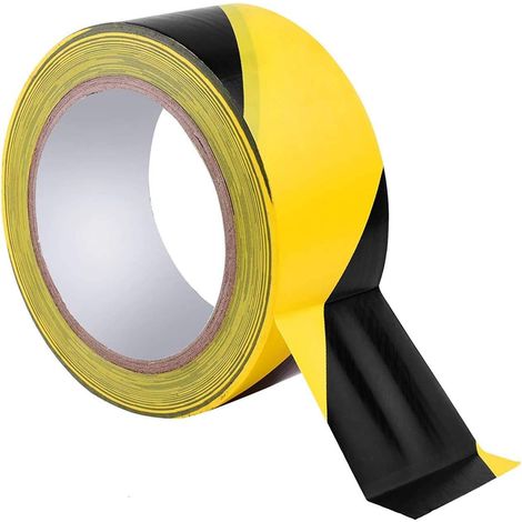 Rubans De Sécurité, Ruban De Signalisation De Danger 33m X 60mm Noir Et Jaune Ruban Adhésif De Marquage Pour Signal D'Avertissement