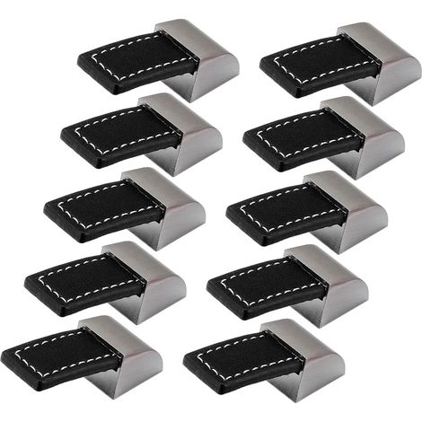 Poignee Cuir Tiroir 10pcs Poignées De Placard Noires Poignée En Cuir Pour Meuble Poignée En Cuir Pour Armoire, Cuisine Et Porte