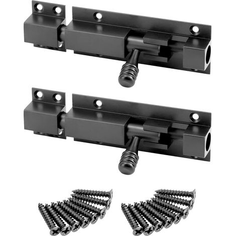 2x Verrou Targette En Alliage D'Aluminium - 130 X 37 Mm - Loquet Coulissante Pour Porte, Fenêtre, Portail De Jardin, Cabanon (noir)