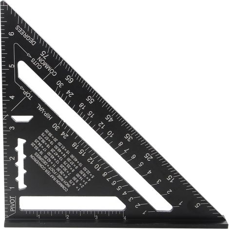Rapporteur Carré Triangulaire Outil De Mesure En Alliage D'Aluminium De Haute Précision De 7 Pouces, Noir
