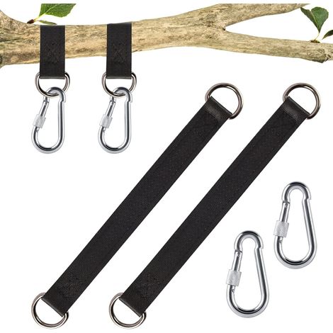 Lot De 2 Crochets De Fixation Pour Hamac, Balançoire, Suspension En Imitation Nylon, Sangle De Suspension Avec 2 Mousquetons Lourds Et Anneaux En D Pour Balançoire, Hamacs