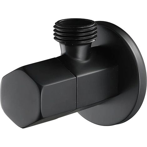 Noir Robinet D'Arret Wc Laiton Vanne D'Arret De Robinet G1/2" Triangulaire Valve Pour Douchette Douche Salle De Bain