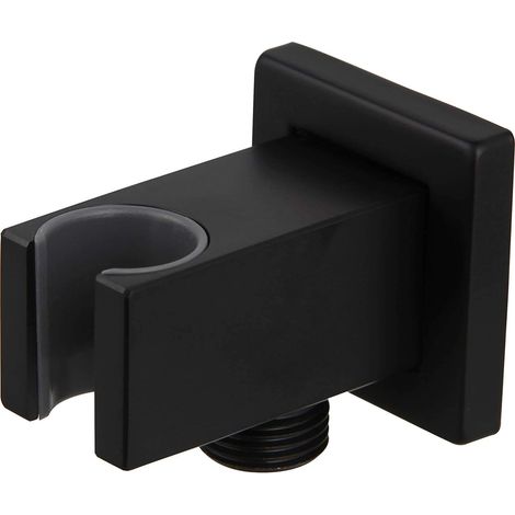 Support De Douche Avec Coude De De Raccordement Mural 1/2" En Laiton Noir Mat