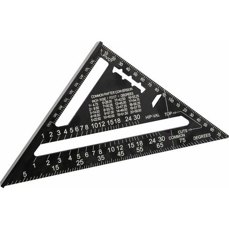 180mm(7pouces） Aluminium Règle Équerre De Triangle Rapporteur Multifonction Equerre Menuisier 45-90 Degres Carpenter Outil De Mesure(métrique)