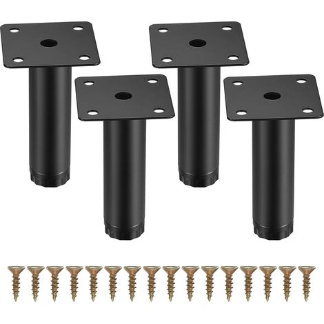 4 Pièces Pieds De Meuble, 8 Cm/3,15 Pouces Pieds De Meubles Réglables, Pieds De Support En Fixation En Métal Pour Meubles/table/chaise/bureau/cuisine/armoire/canapé