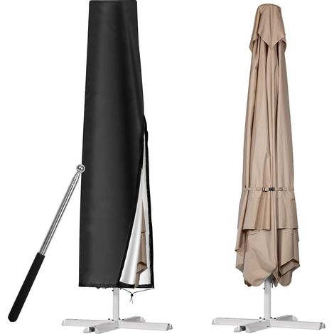 Housse De Parasol Pour Parasol Droit Ø 1-3m, 210d Oxford-tissu Bache De Protection Exterieur Avec Tige, Imperméable Anti-uv Housses Pour Parasols De Jardin Plage Balcon, 190 X 30/50cm