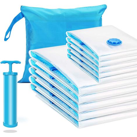 Sac De Compression Sous Vide Épaississant Transparent 6 Pièces Sac De Rangement Pour Vêtements De Couette Sac Sous Vide Adapté Pour Vêtements Aspirateur Housse De Rangement De Voyage, Literie, Oreill
