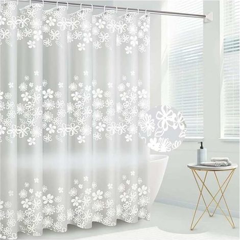 Rideau De Douche Transparent Anti-moisissure Peva Étanche 180 X 200 Cm Avec Poids Aimanté Avec 12 Anneaux De Rideau De Douche