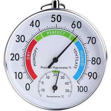 Intérieur Extérieur Forme Ronde Thermomètre Température Jardin Hygromètre Testeur Comfortable Météo Humidité Mètres