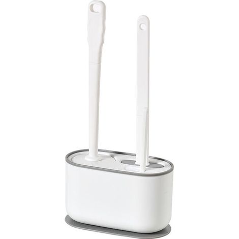 Brosse De Toilette, Ensemble D'Épurateur De Cuvette De Toilette De Salle De Bains Flexible En Silicone, Brosse Toilette Fixée Au Mur Et Au Sol, Blanc
