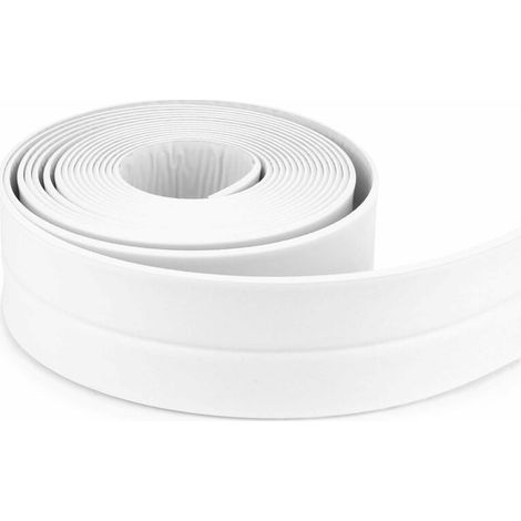 Bande D'Étanchéité Salle De Bains Joint Silicone Blan Ruban Baignoire Pe Auto-adhésive Cuisine Coin Calfeutrage Ciseaux Inclus (320x3.8cm)
