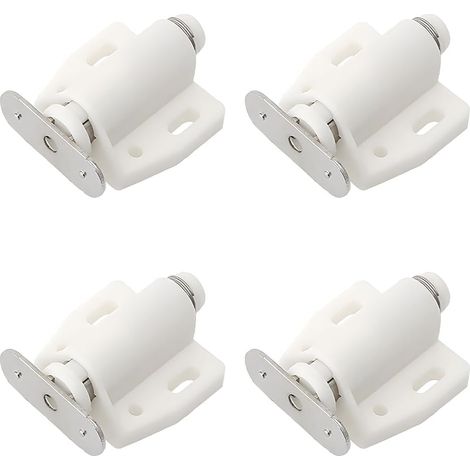 Lot De 4 Loqueteaux Magnétiques À Pression En Plastique Pour Portes, Tiroirs Et Placards Avec Fermeture Douce - Blanc, Idéal Pour La Chambre, La Cuisine Et La Salle De Bain