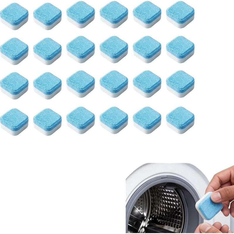 Waschmaschinenreiniger, 24 Tabletten, Zur Reinigung Der Waschmaschine Und Beseitigung Von Ablagerungen, Gerüchen Und Rückständen, Zur Trommel- Und Rohrreinigung, Waschmaschinenreiniger
