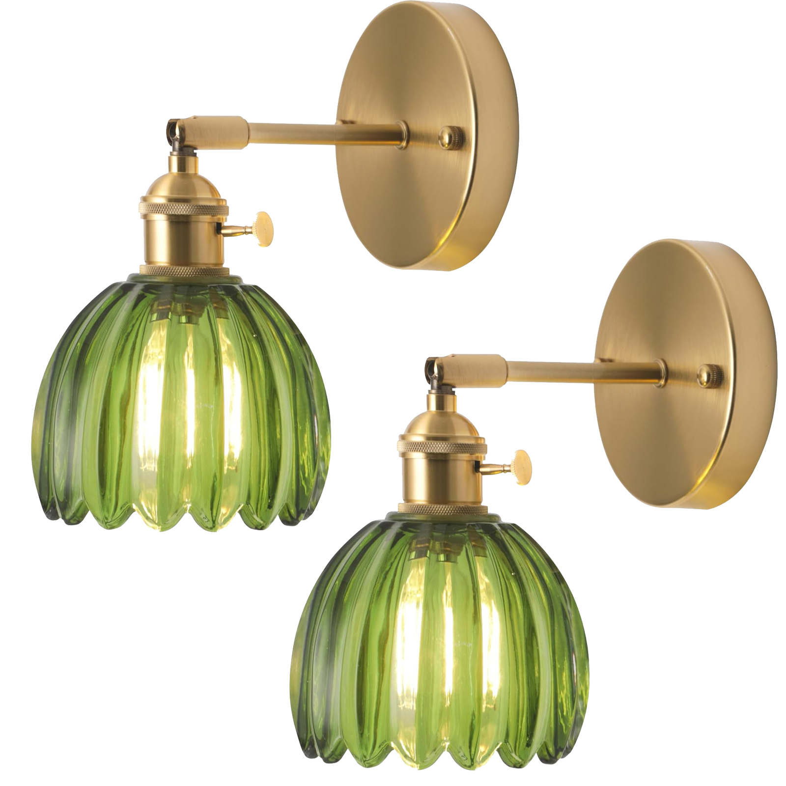 2pcs Glas Wandleuchte Vintage Retro Blume Wandlampe Lampenschirm E27 Lampe Für Flur Schlafzimmer Wohnzimmer Grün