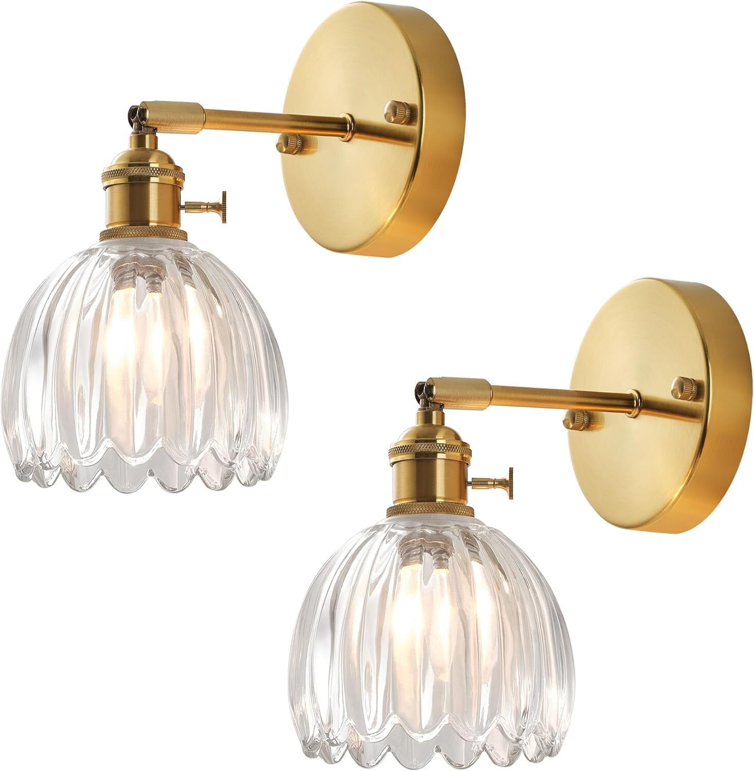 2pcs Glas Wandleuchte Vintage Retro Blume Wandlampe Lampenschirm E27 Lampe Für Flur Schlafzimmer Wohnzimmer Transparent