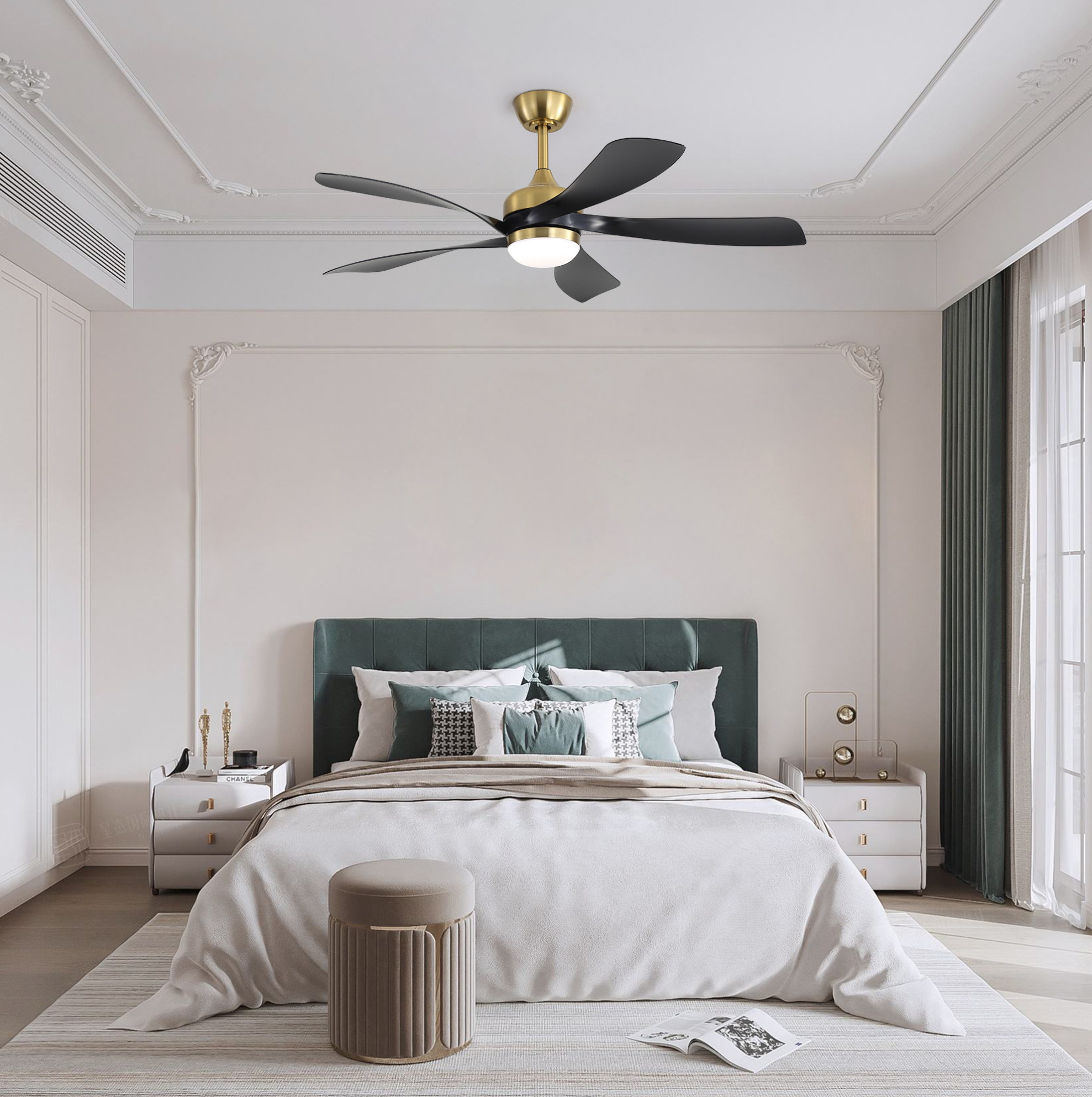 Deckenventilator 52" Mit Dimmbarer Led-beleuchtung, 1/4/8-h-zeitschaltuhr, Leisem Dc-motor, Umkehrfunktion, 5 Flügel