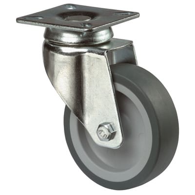 Apparaterolle, Lenkrolle, Ø 100 mm, Radbreite 28 mm, Tragkraft 65 kg, Bauhöhe 12