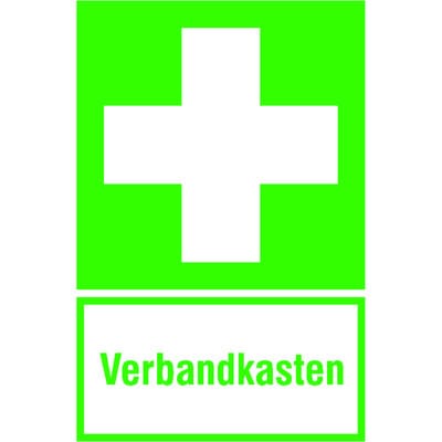 Rettungszeichen E003 "Erste Hilfe" Zusatzschild "Verbandskasten"Folie 300x200mm