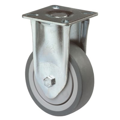 Apparaterolle, Bockrolle, Ø 100 mm, Radbreite 24 mm, Tragkraft 65 kg, Bauhöhe 12