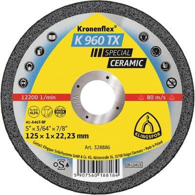 Trennscheibe K 960 TX, Keramik 125 x 1 x 22,23mm gerade, 1 Stück