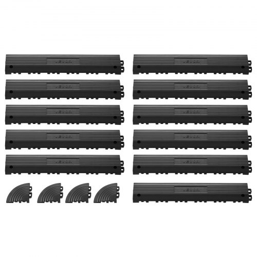 11 Stk. Rampenstück Für Garagenboden Belag, 31 X 6 Cm Auffahrrampe Für Klickfliesen, Pp Rampe Mit 4 Eckstück Rutsch Für Werkstattboden Garagenboden Klickfliesen, Nur Für Drainagematten
