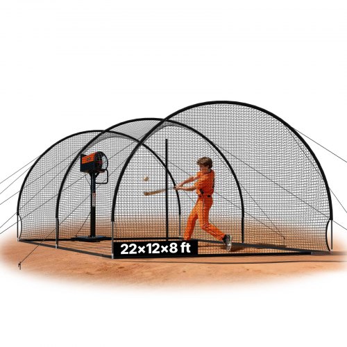 Baseball Schlagkäfig (halbkreisförmig) Netz 678x370x240 Cm, Tragbares Trainingsnetz Mit 4-lagigem & Knotenlosem Polyestergewebe & Öffnung Für Wurfmaschinen, Inkl. Softball Trainingskäfignetz