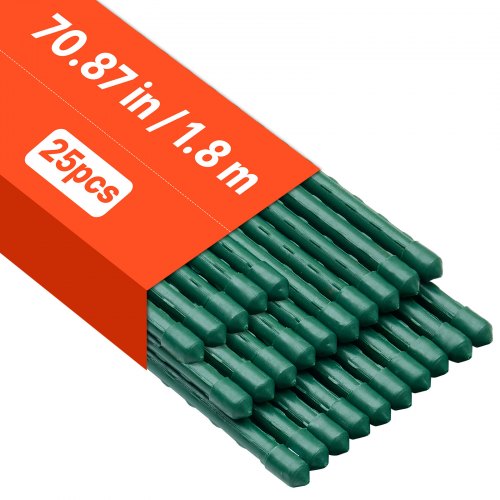 Rankhilfe, 25er-pack, Pflanzstab ⌀11x1800 Mm, Kunststoffbeschichtete Metall-tomatenstäbe, Pflanzenstütze Mit Spitzem Ende & Rutschfesten Noppen Für Den Anbau Von Kletterpflanzen & Gemüse