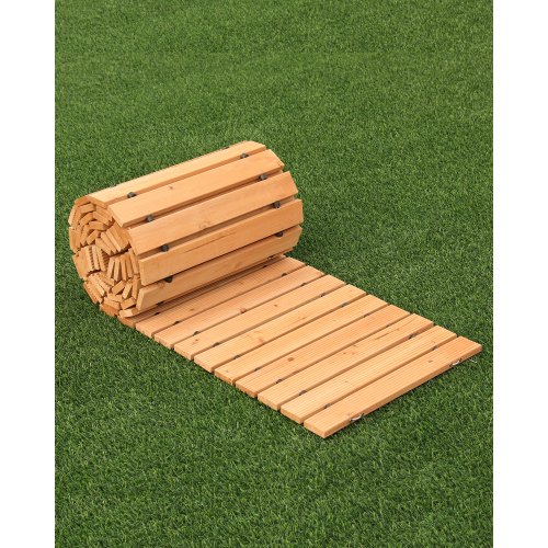 Rollweg Gartenweg 368x56 Cm, Ausrollbarer Holzweg, Außenweg Aus Zedernholz Mit Drahtseilverbindung, Gartentritt, Trittplatten, Dekorativer Holzweg, Holztritt Im Garten, Hinterhof, Terrasse