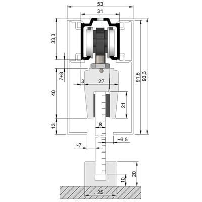 OT-Abdeckkappe,für beidseitige Verblendung, Aluminium, naturton eloxiert