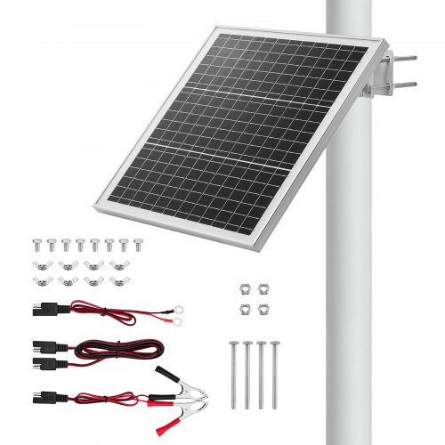 Solarpanel-batterieladegerät 20w 12v, Monokristallines Solarpanel Kit Mit Schutz-controller & 0-60° Verstellbarer Masthalterung, Solarladegerät Für 40-80mm Masten, Solarmodule Für Außengebrauch