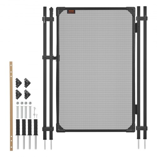 Poolzaun Tor 1,2x0,75 M, Tür Für Poolschutzzaun Kinderschutzzaun, Sicherheitstor-set Mit Selbstschließ- & Selbstverriegelungsfunktion, 352 G/m² Teslin-pvc-gewebe, Für Schwimmbecken, Schwarz