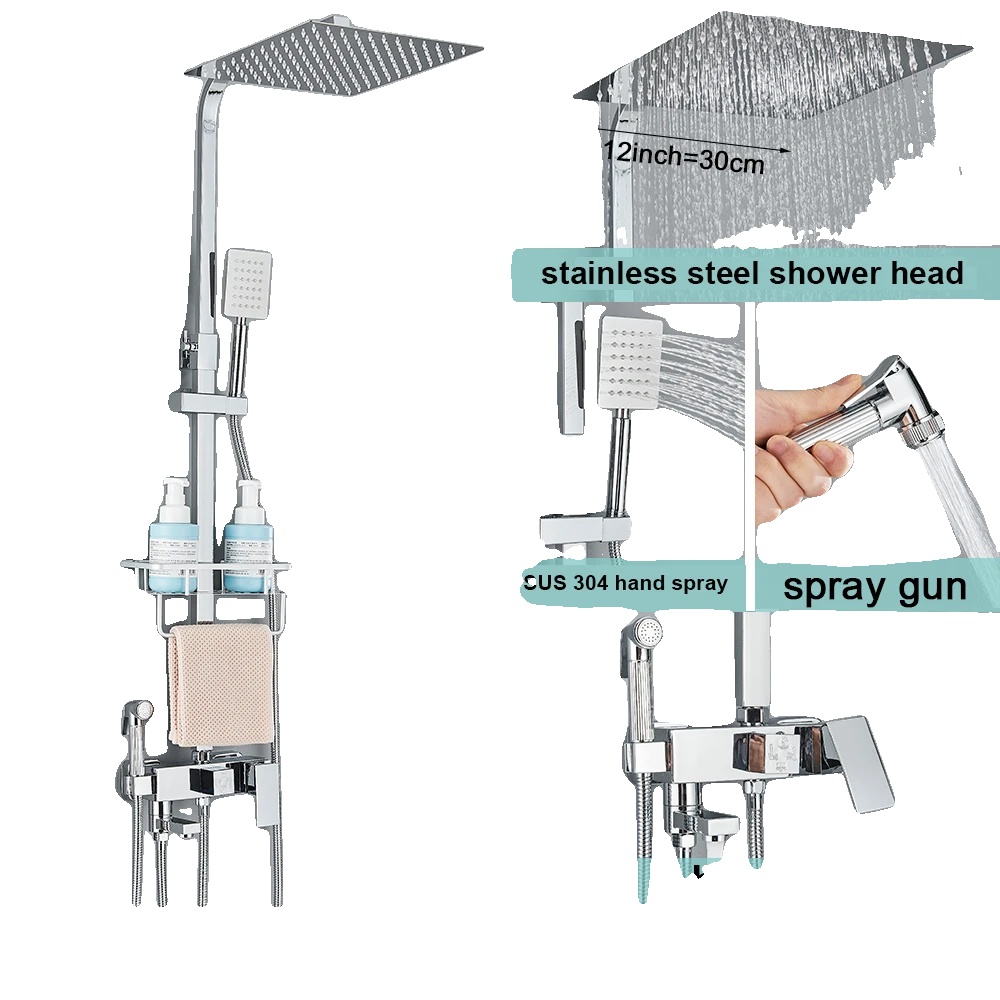 Duschset Mit Regenfunktion, Thermostatsteuerung, Chrom, 4-12