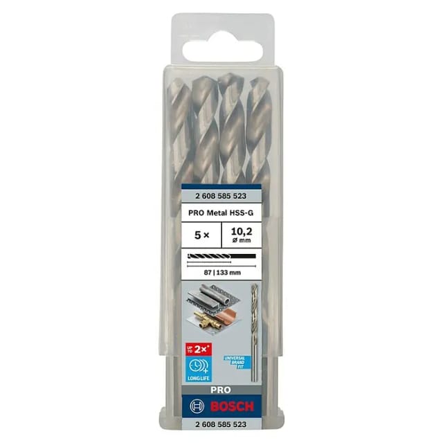 Metallbohrer DIN 338 HSS-G ø10,2 x 87 x 133mm, 5er-Pack (2608585523)