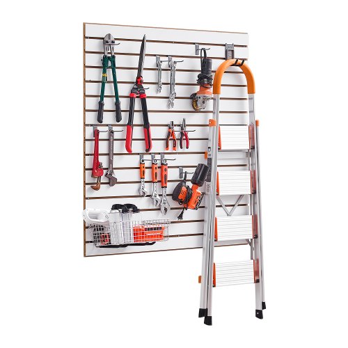 Werkzeugwand 1220x1220x18 Mm, Mdf-garagen-lamellenwand, Weißer Wandorganizer, 11,3kg Tragkraft Lamellenwandpaneel Mit Kupplungsstruktur & Diy-zuschnitt, Geeignet Für Lagerung & Präsentation