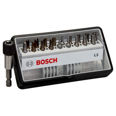 Schrauberbit-Set Robust Line L Extra-Hart, 18 + 1-teilig, 25mm, Sicherh. Bits
