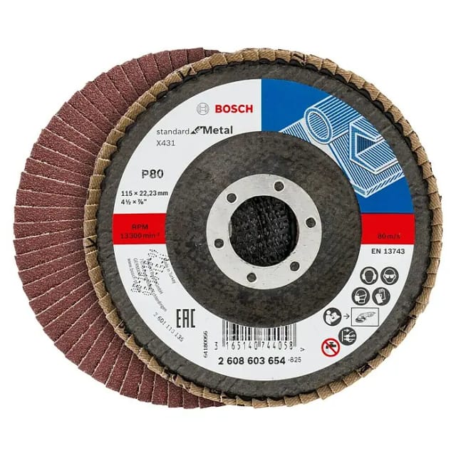 Fächerschleifscheibe X431, Standard for Metal, gewinkelt, 115 x 22,23mm, 80