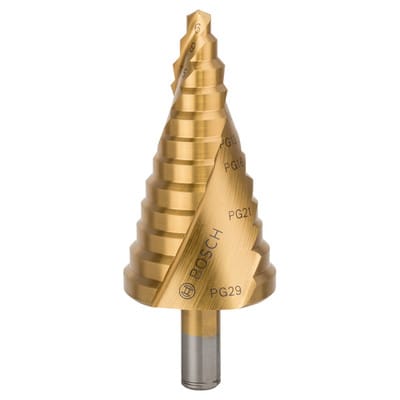 Stufenbohrer HSS-TiN, für Kabelverschraubung, 6 - 37mm, 10mm, 93mm, 12 Stufen