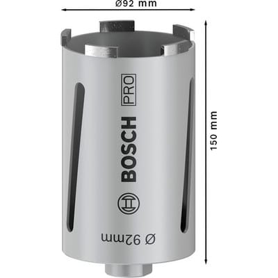Diamanttrockenbohrkrone G1/2" Best for Universal ø92 x 150mm, 5 Segmente 7mm