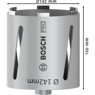 Diamanttrockenbohrkrone G1/2" Best for Universal ø142 x 150mm, 7 Segmente 7mm