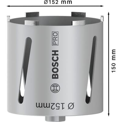 Diamanttrockenbohrkrone G1/2" Best for Universal ø152 x 150mm, 7 Segmente 7mm