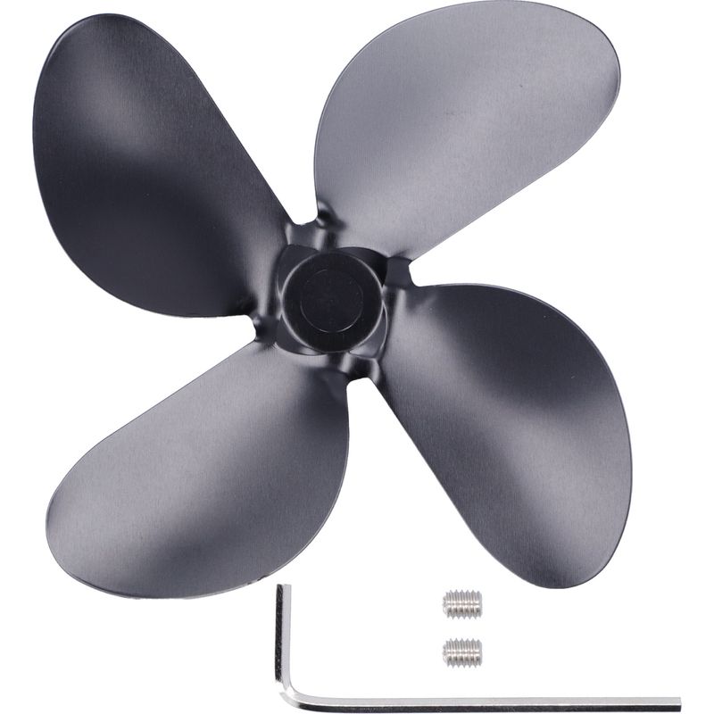 Universeller 4-blatt-schornsteinlüfterpropeller Aus Schwarzer Aluminiumlegierung Für Holz- Und Pelletöfen