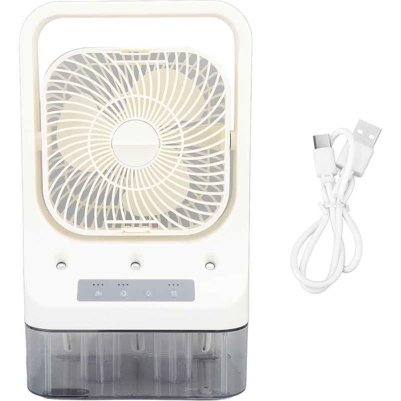 Tragbarer Usb-luftkühler Mit 3 Geschwindigkeitsstufen, Vernebelungsfunktion, Timer Und Led-beleuchtung, Leiser Betrieb Für Büro Und Schlafzimmer