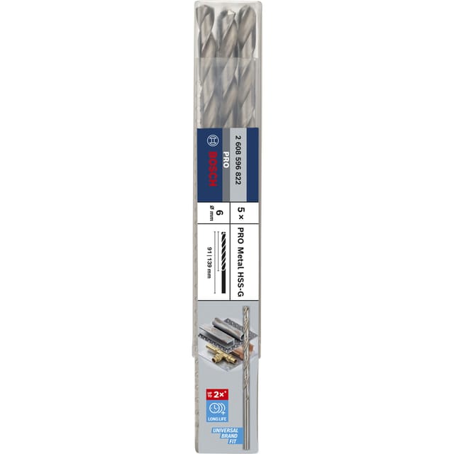 Metallbohrer DIN 340 HSS-G ø6mm 5er-Pack (2608596822)