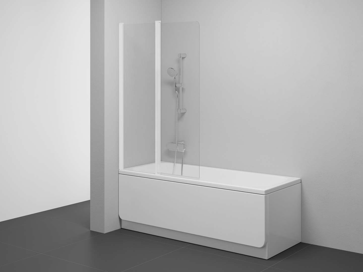 Ravak Chrome - Badewannenabtrennung Cvs2-100 L, Zweiteilig, 100 X 150 Cm, Mattweiß/klares Glas 7qla0e00z1