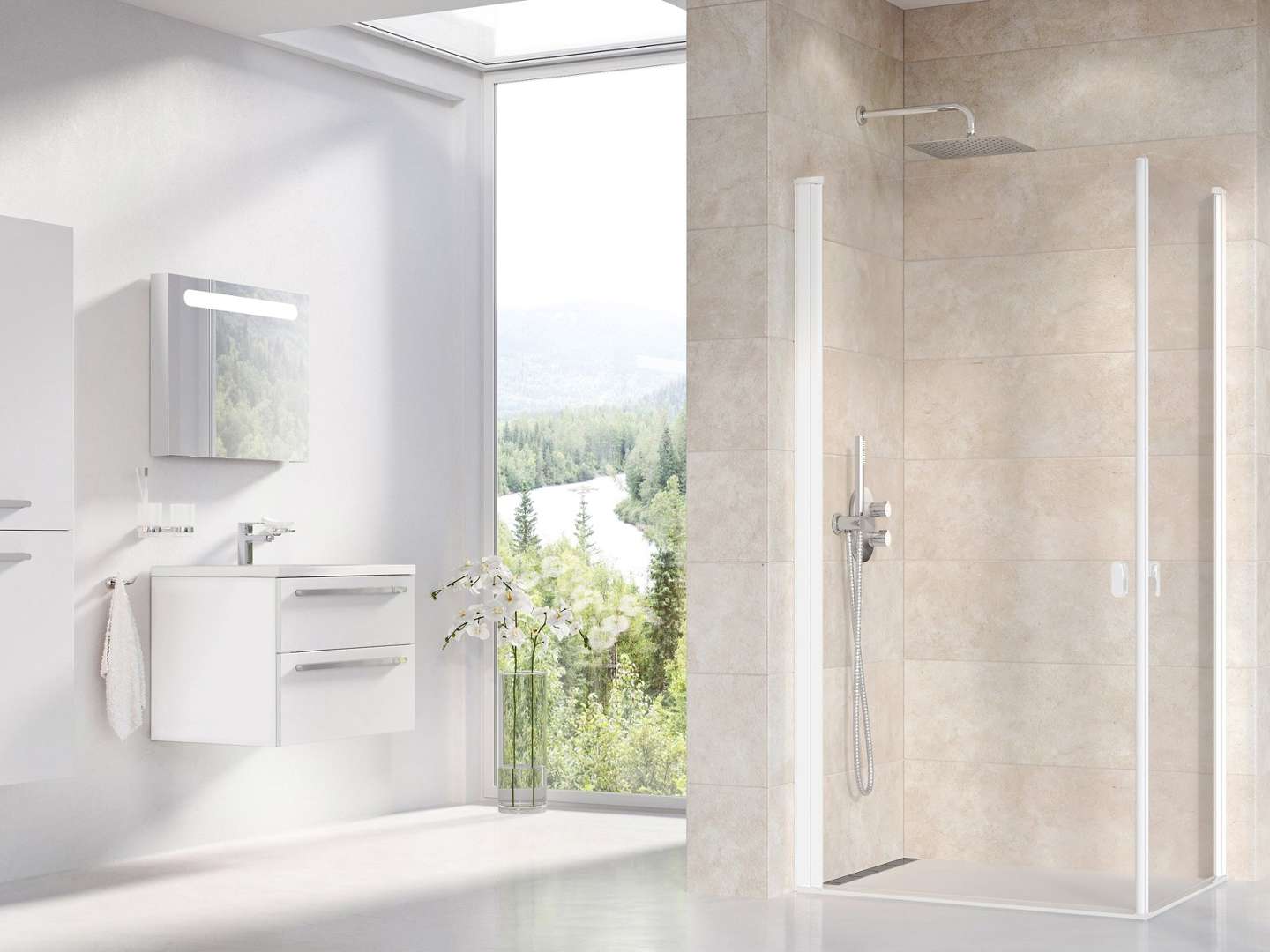 Ravak Chrome - Duschtür Crv1-90, 90x195 Cm, Mattweiß/klarglas 1qv70e01z1