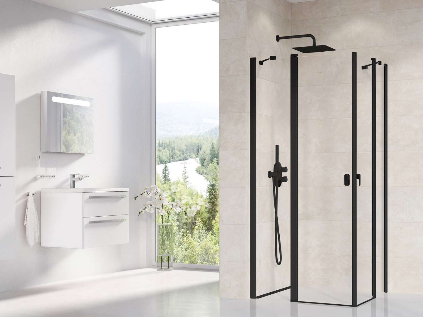 Ravak Chrome - Duschtür Crv2-90, 90x195 Cm, Schwarz/klarglas 1qv70300z1