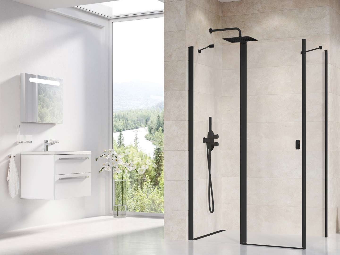 Ravak Chrome - Duschwand Cps-80, 80x195 Cm, Schwarz/klarglas 9qv40300z1