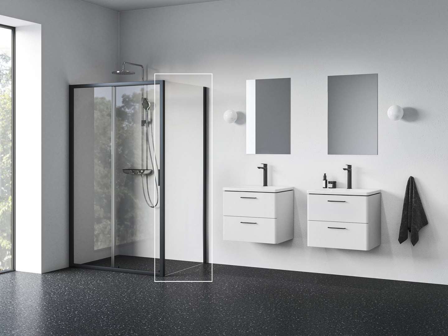 Ravak Blix Ii - Duschwand Nblps-100, 100x195 Cm, Schwarz/klarglas 9bma0300z1
