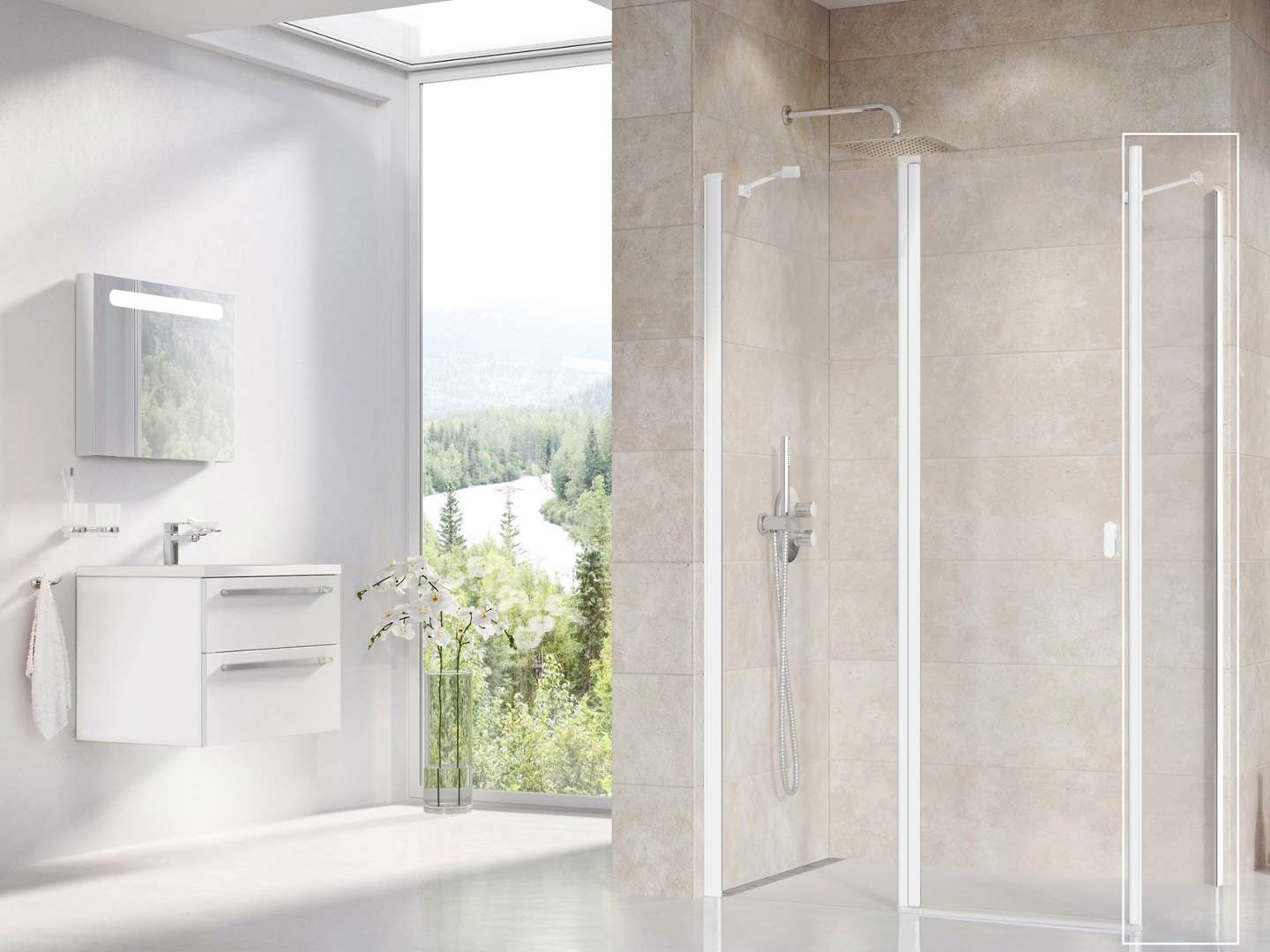 Ravak Chrome - Duschwand Cps-100, 100x195 Cm, Mattweiß/klarglas 9qva0e00z1