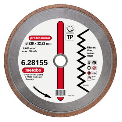 Diamant-Trennscheibe, 230 x 1,7 x 22,23 mm, "professional", "TP", Fliese (628155000)